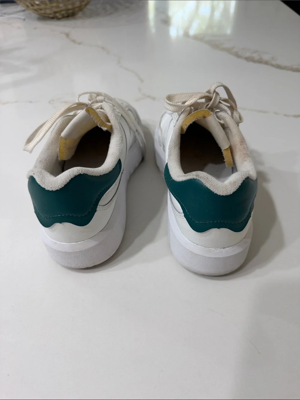 New Balance Men’s CT302 White Leather Sneakers with Teal Heel Unisex | 7